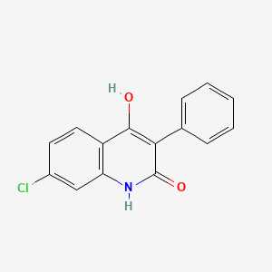 Chemical structure of 7-chloro-2-hydroxy-3-phenylquinolin-4(1H)-one