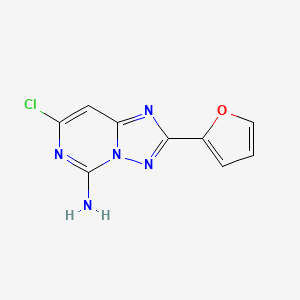 Chemical structure of 5-Amino-7-chloro-2-(2-furyl)[1,2,4]triazolo[1,5-c]pyrimidine