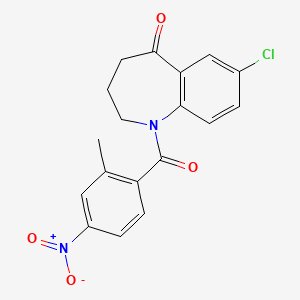 Chemical structure of 7-Chloro-1-(2-methyl-4-nitrobenzoyl)-3,4-dihydro-1H-benzo[b]azepin-5(2H)-one