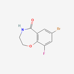Chemical structure of 7-Bromo-9-fluoro-3,4-dihydro-1,4-benzoxazepin-5(2H)-one