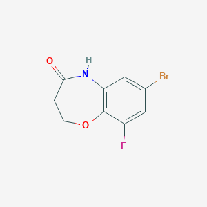 Chemical structure of 7-Bromo-9-fluoro-2,3,4,5-tetrahydro-1,5-benzoxazepin-4-one
