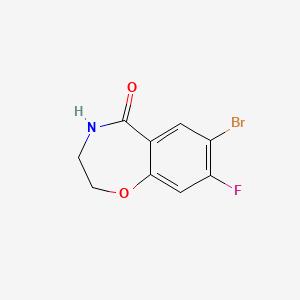 Chemical structure of 7-Bromo-8-fluoro-3,4-dihydro-1,4-benzoxazepin-5(2H)-one