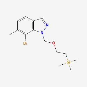 Chemical structure of 7-Bromo-6-methyl-1-((2-(trimethylsilyl)ethoxy)methyl)-1H-indazole