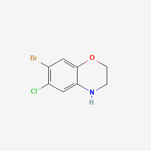 Chemical structure of 7-bromo-6-chloro-3,4-dihydro-2H-1,4-benzoxazine