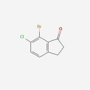 Chemical structure of 7-Bromo-6-chloro-2,3-dihydro-1H-inden-1-one