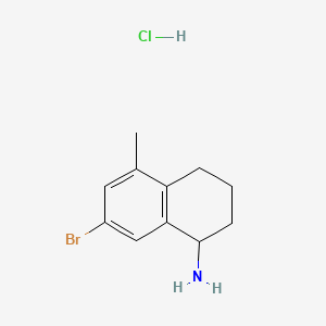 Chemical structure of 7-Bromo-5-methyl-1,2,3,4-tetrahydronaphthalen-1-amine hydrochloride