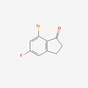 Chemical structure of 7-Bromo-5-fluoro-1-indanone