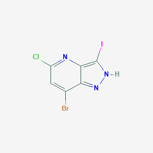 Chemical structure of 7-Bromo-5-chloro-3-iodo-1H-pyrazolo[4,3-b]pyridine