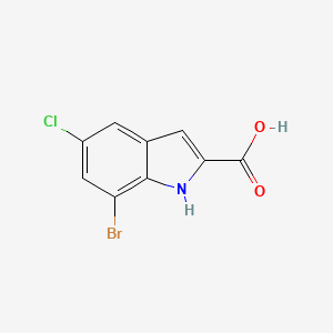 Chemical structure of 7-Bromo-5-chloro-1H-indole-2-carboxylic acid