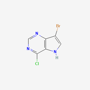Chemical structure of 7-Bromo-4-chloro-5H-pyrrolo[3,2-d]pyrimidine