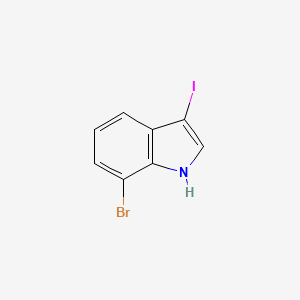 Chemical structure of 7-Bromo-3-iodo-1H-indole