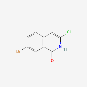 Chemical structure of 7-bromo-3-chloro-1,2-dihydroisoquinolin-1-one