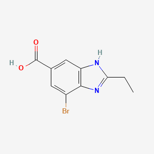 Chemical structure of 7-Bromo-2-ethyl-1H-benzo[d]imidazole-5-carboxylic acid
