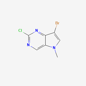 Chemical structure of 7-Bromo-2-chloro-5-methyl-5H-pyrrolo[3,2-d]pyrimidine