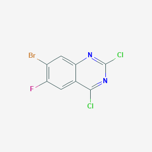 Chemical structure of 7-Bromo-2,4-dichloro-6-fluoroquinazoline