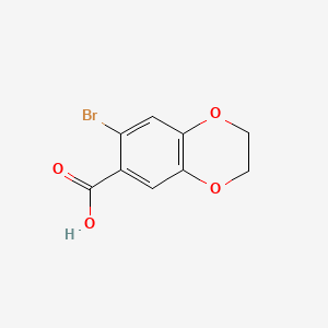 Chemical structure of 7-Bromo-2,3-dihydro-1,4-benzodioxine-6-carboxylic acid