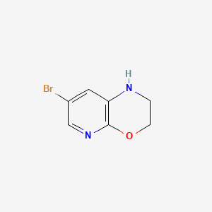 Chemical structure of 7-bromo-1H,2H,3H-pyrido[2,3-b][1,4]oxazine