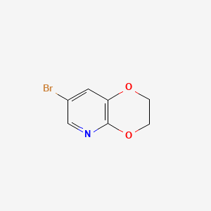 Chemical structure of 7-bromo-2H,3H-[1,4]dioxino[2,3-b]pyridine
