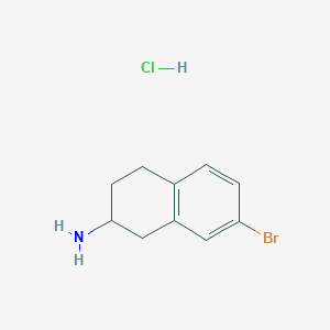 Chemical structure of 7-Bromo-1,2,3,4-tetrahydronaphthalen-2-amine hydrochloride