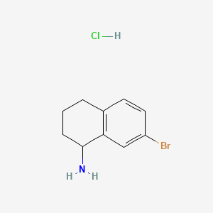 Chemical structure of 7-Bromo-1,2,3,4-tetrahydronaphthalen-1-amine hydrochloride