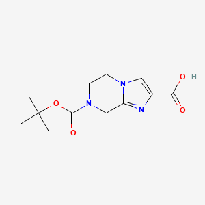 Chemical structure of 7-Boc-5,6,7,8-tetrahydroimidazo[1,2-a]pyrazine-2-carboxylic Acid