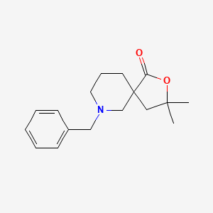 Chemical structure of 7-benzyl-3,3-dimethyl-2-oxa-7-azaspiro[4.5]decan-1-one