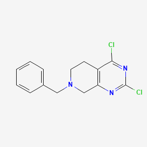 Chemical structure of 7-Benzyl-2,4-dichloro-5,6,7,8-tetrahydropyrido[3,4-d]pyrimidine