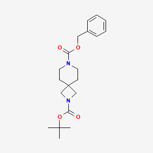 Chemical structure of 7-Benzyl 2-tert-butyl 2, 7-diazaspiro[3.5]nonane-2, 7-dicarboxylate