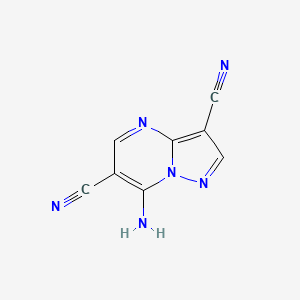 Chemical structure of 7-Aminopyrazolo[1,5-a]pyrimidine-3,6-dicarbonitrile