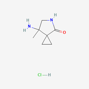 Chemical structure of 7-AMINO-7-METHYL-5-AZASPIRO[2.4]HEPTAN-4-ONE HYDROCHLORIDE