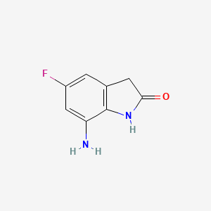 Chemical structure of 7-Amino-5-fluoroindolin-2-one