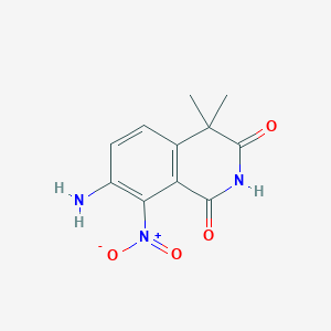 Chemical structure of 7-Amino-4,4-dimethyl-8-nitro-1,3(2H,4H)-isoquinolinedione