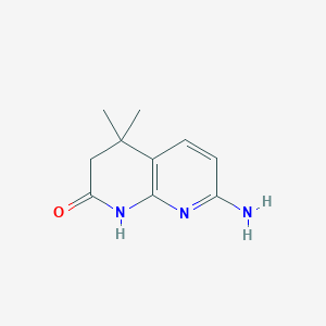 Chemical structure of 7-Amino-4,4-dimethyl-3,4-dihydro-1,8-naphthyridin-2(1H)-one