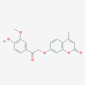 Chemical structure of 7-[2-(4-Hydroxy-3-methoxyphenyl)-2-oxoethoxy]-4-methyl-chromen-2-one