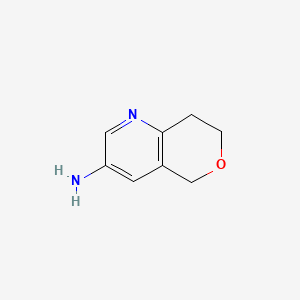 Chemical structure of 5H,7H,8H-pyrano[4,3-b]pyridin-3-amine