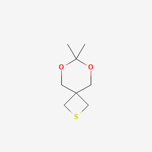 Chemical structure of 7,7-dimethyl-6,8-dioxa-2-thiaspiro[3.5]nonane