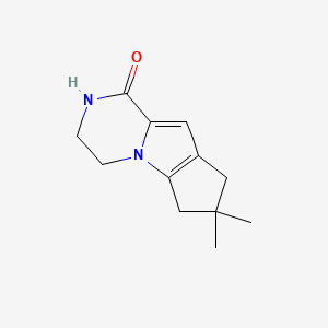 Chemical structure of 7,7-Dimethyl-2,3,4,6,7,8-hexahydro-1H-cyclopenta[4,5]pyrrolo[1,2-a]pyrazin-1-one