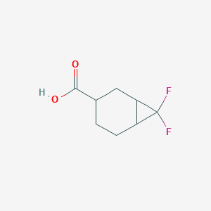 Chemical structure of 7,7-difluorobicyclo[4.1.0]heptane-3-carboxylic acid
