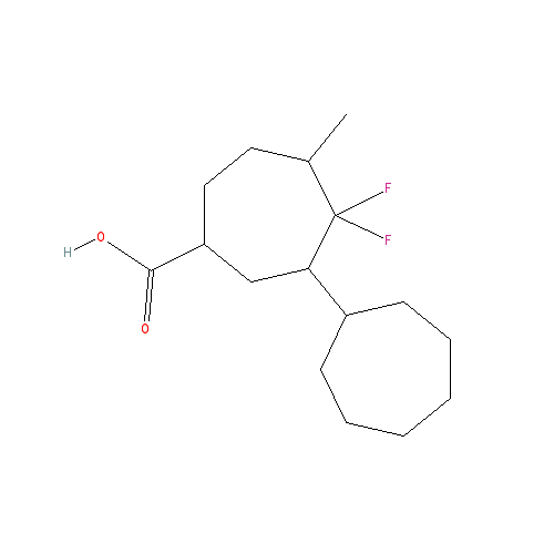 Chemical structure of 7,7-difluoro-6-methylbicyclo[4.1.0]heptane-3-carboxylic acid