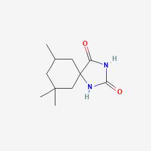 Chemical structure of 7,7,9-Trimethyl-1,3-diazaspiro[4.5]decane-2,4-dione