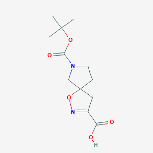 Chemical structure of 7-(tert-Butoxycarbonyl)-1-oxa-2,7-diazaspiro[4.4]non-2-ene-3-carboxylic acid