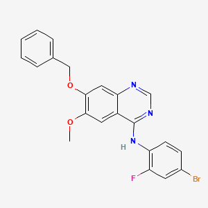Chemical structure of 7-(Benzyloxy)-N-(4-bromo-2-fluorophenyl)-6-methoxyquinazolin-4-amine