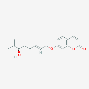 Chemical structure of 7-(6'R-hydroxy-3',7'-dimethylocta-2',7'-dienyloxy)coumarin