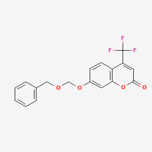 Chemical structure of 7-((Benzyloxy)methoxy)-4-(trifluoromethyl)-2H-chromen-2-one