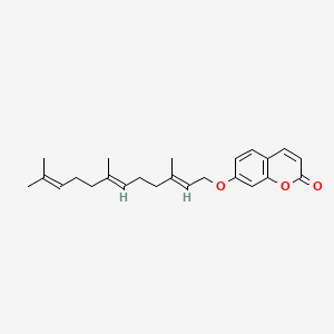 Chemical structure of 7-(((2E,6E)-3,7,11-Trimethyldodeca-2,6,10-trien-1-yl)oxy)-2H-chromen-2-one