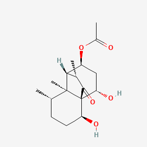 Chemical structure of 6β-Ethoxy-8β,10β- dihydroxyeremophil-7(11)-en-12,8α-olide