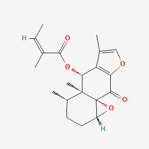 Chemical structure of 6β-Angeloyloxy-1β,10β-epoxy-9-oxofuranoeremophilane
