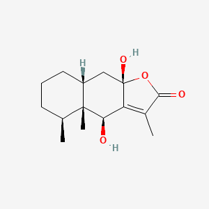 Chemical structure of 6beta,8beta-Dihydroxyeremophilenolide