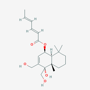 Chemical structure of 6β-(Hexa-2,4-dienoyloxy)-9α,12-dihydroxydrimenol