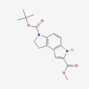 Chemical structure of 6-tert-butyl 2-methyl 7,8-dihydropyrrolo[3,2-e]indole-2,6(3H)-dicarboxylate